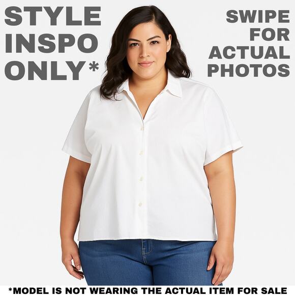 Liz Baker White Button Front Blouse, Size 18W – Classic Wardrobe Staple [0117] - Picture 3 of 9